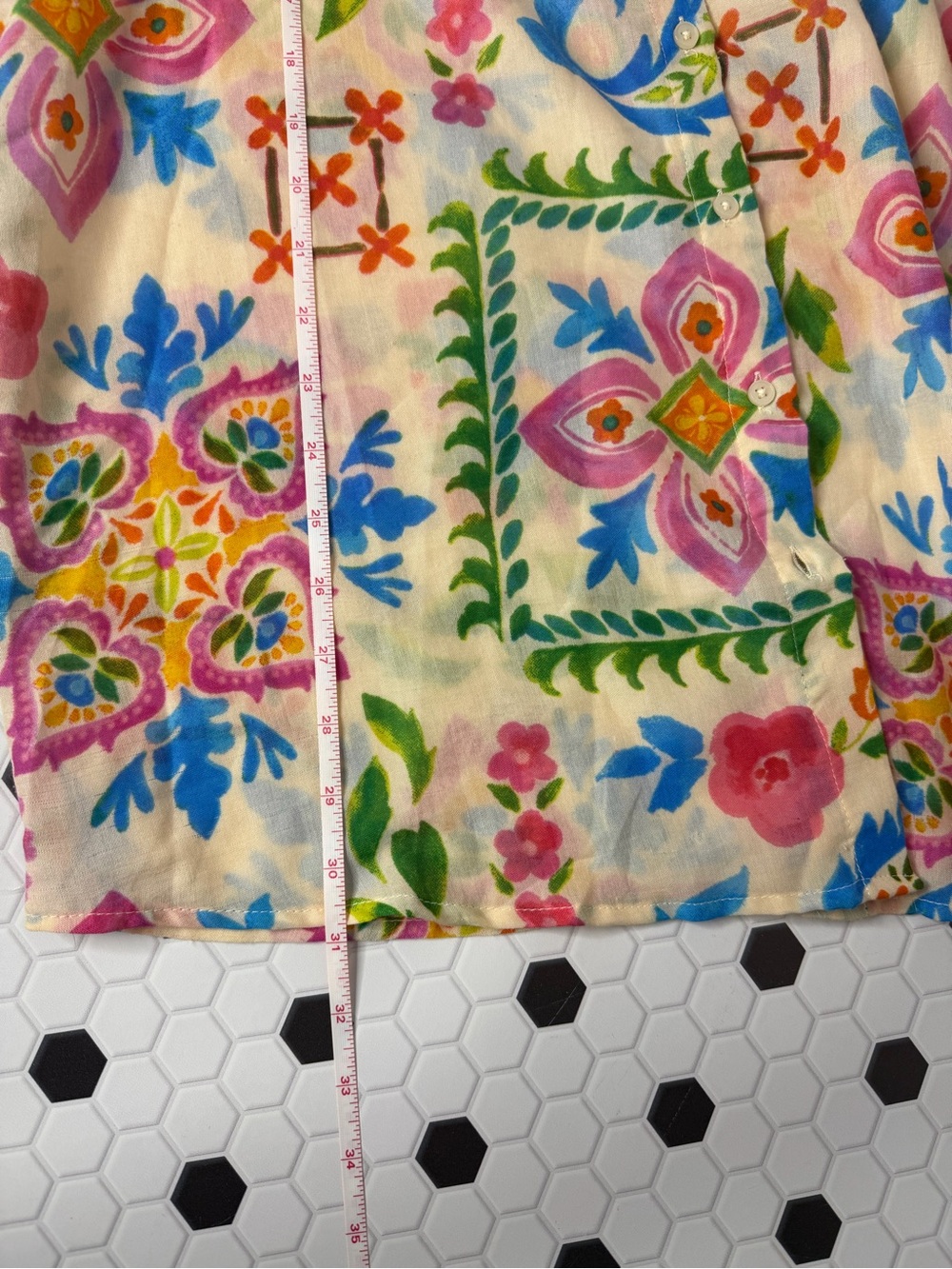 Violet Sky Boho Floral Button Up Blouse Size Small Colorful Cottagecore Retro - Picture 6 of 9